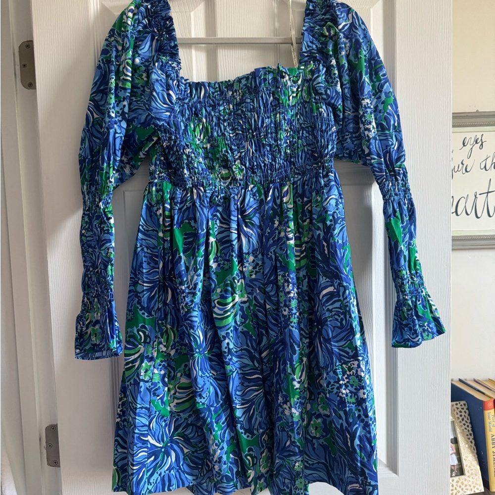 NWT Lilly Pulitzer Blue and Green Floral Dress